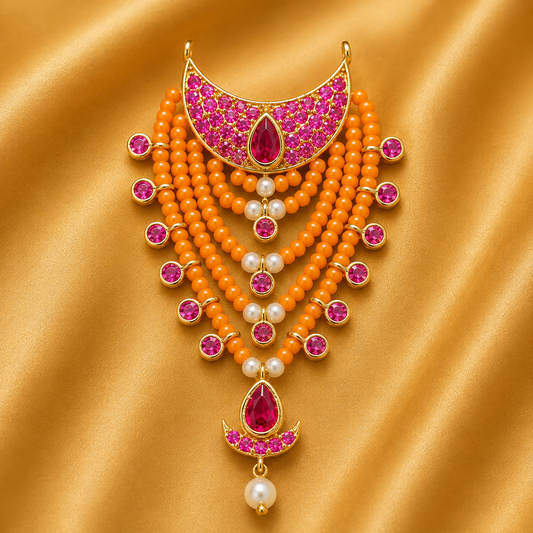 Premium Divine AD Hasli Haar — Royal Sparkling Necklace for Thakur Ji | 6 CM HEIGHT
