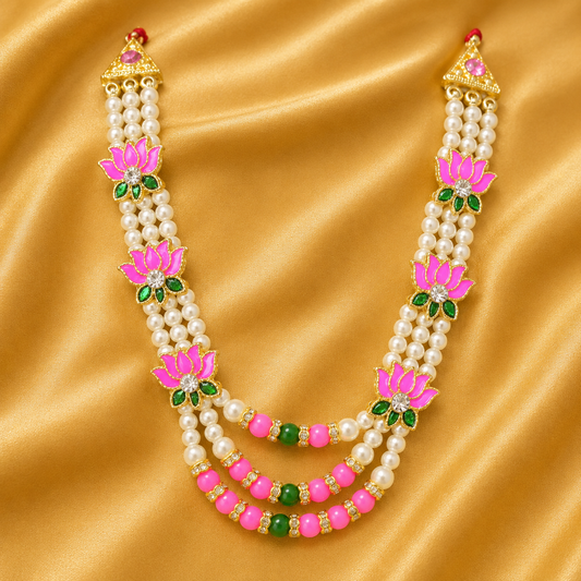 Kamal Moti Mala — Divine Lotus Pearl Shringar for Thakur Ji | 10 CM HIGHT