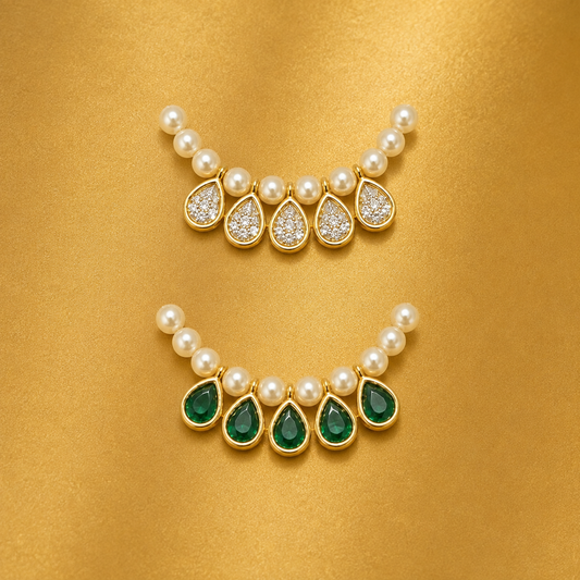 AD Kanthi Mala White & Green — Elegant Dual Tone Shringar for Thakur Ji