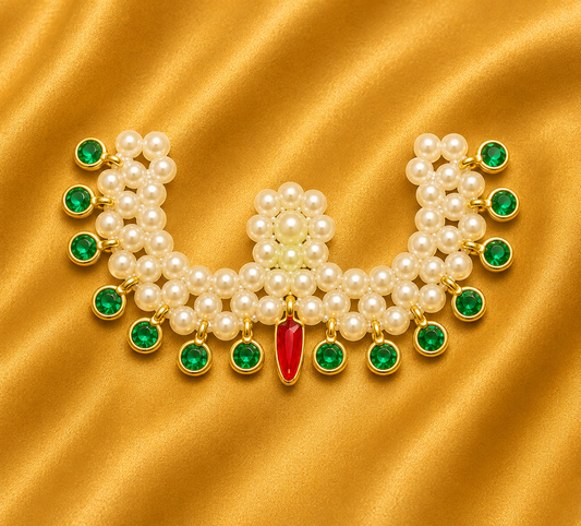 Premium Moti & AD Alkavali — Elegant Divine Shringar for Thakur Ji 3.5 CM