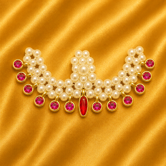Premium Moti & AD Alkavali — Elegant Divine Shringar for Thakur Ji 3.5 CM