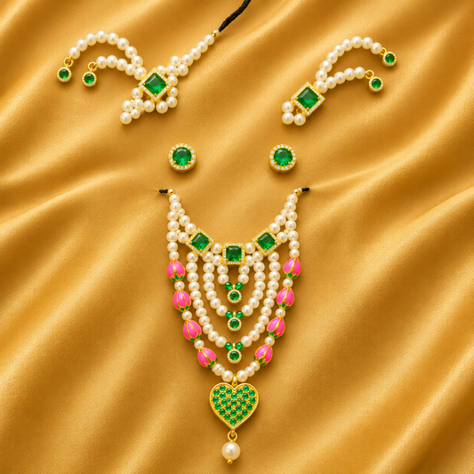Premium AD Kamal Shringar Set — Divine Lotus Sparkle for Thakur Ji | 5 CM HEIGHT