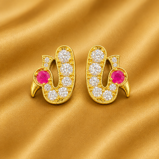 Royal Mayur Kundal — Elegant Peacock Earrings for Thakur Ji | 2 CM HEIGHT