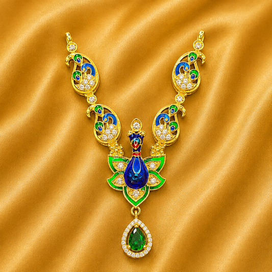 Premium AD Mayur Mala — Royal Peacock Shringar for Thakur Ji | 7 CM HEIGHT
