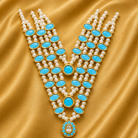 Firoza Pearl Mala for Thakurji | Laddu Gopal Shringar Haar | 7 cm