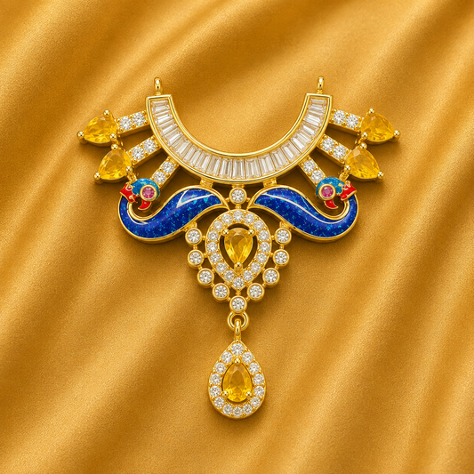 Premium AD Mayur Choker — Royal Peacock Shringar for Gopal Ji | 4 CM HEIGHT | 2.2 CM WIDTH