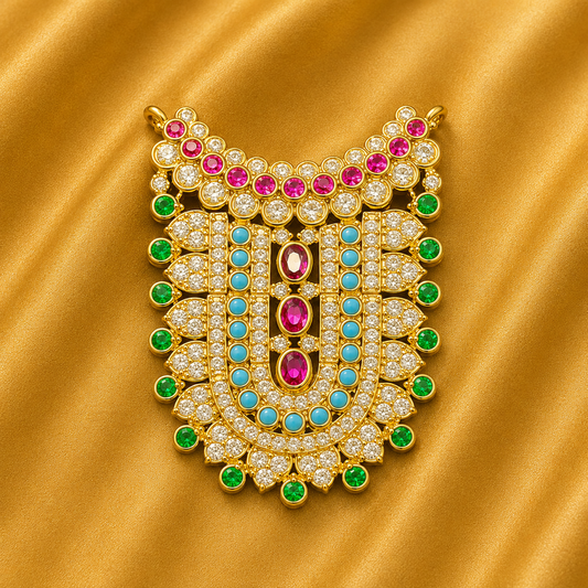 Premium AD Broad Haar — Royal Wide Necklace for Thakur Ji | 3.5 CM HEIGHT | 2.5 CM WIDTH