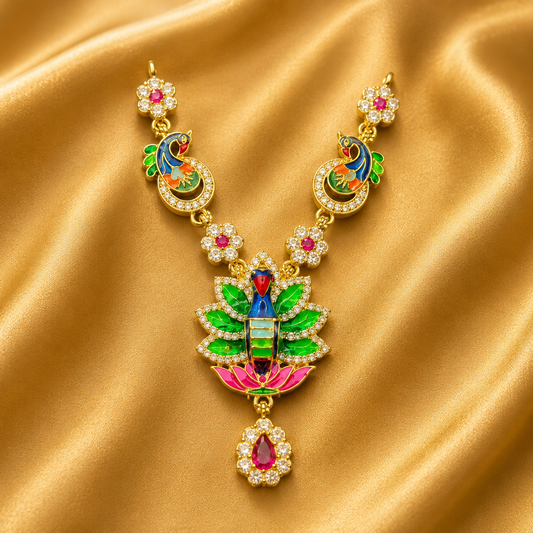 AD Mayur Haar — Royal Peacock Shringar Necklace for Thakur Ji | 7 CM HEIGHT