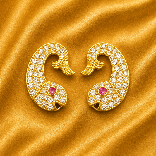 White AD Matsyakrit Kundal — Divine Fish Design Earrings for Thakur Ji | 1.5 CM HEIGHT