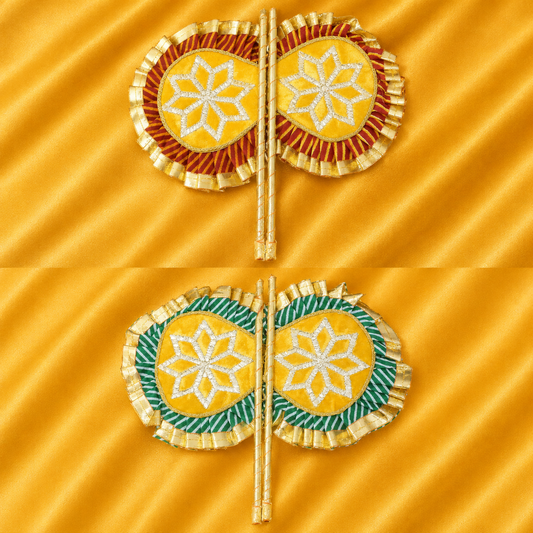 Ashtadal Pushpa Pankha for Laddu Gopal Ji | Handcrafted Star Flower Embroidery Fan (Jodi) | Kanha Ji Shringar