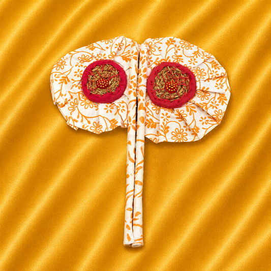 Braj Booti Pankha for Laddu Gopal Ji | Handcrafted Floral Print Pleated Jodi Fan | Radha Raman Shringar