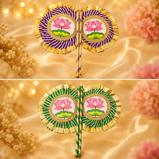 Kamal Leheriya Pankha  | Handcrafted Deity Fan | Radha Raman Shringar