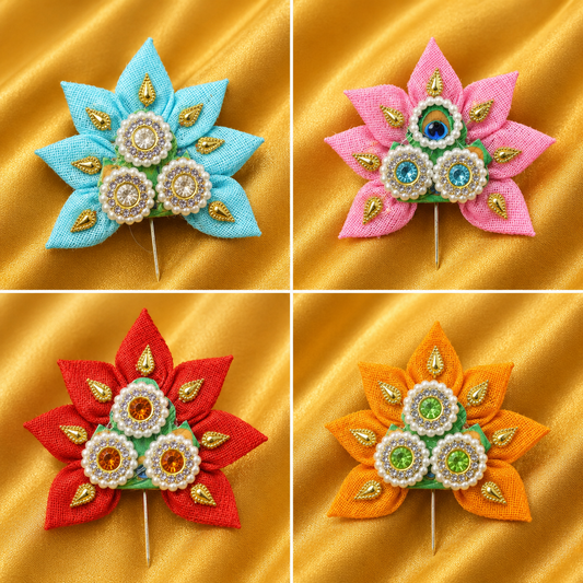 Ratna Pushp Shobha Kalgi for Laddu Gopal Ji | Floral Stone Kalgi | Radha Raman Shringar