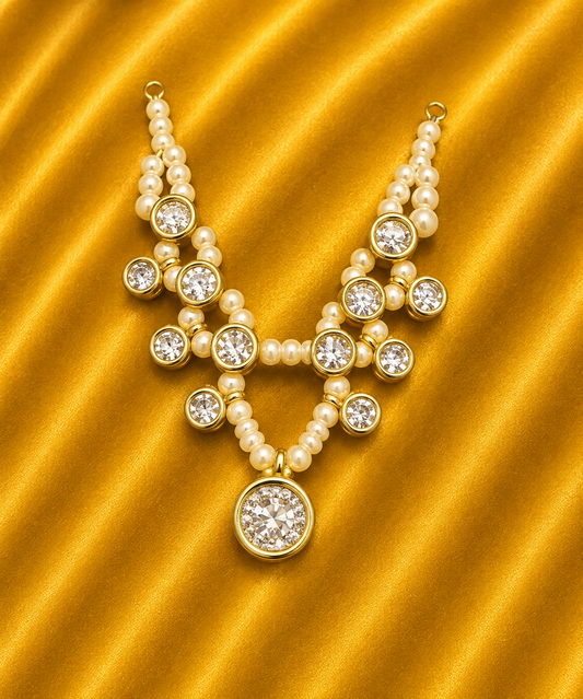 Double Pearl Jadau Haar | Radharaman Sringar | 3.5 CM Height