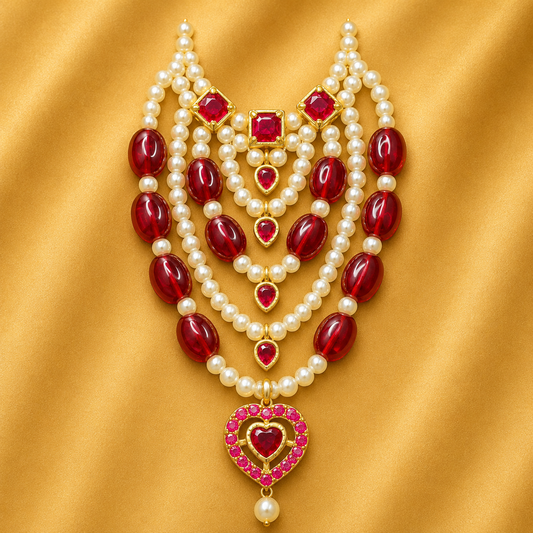 Colourful Moti AD Mala — Vibrant Sparkling Shringar for Thakur Ji | 7.5 CM HEIGHT
