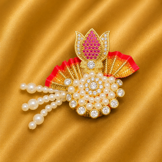 Kamal AD Paag — Premium Lotus Stone Head Shringar for Thakur Ji