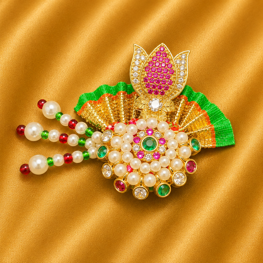 Kamal AD Paag — Premium Lotus Stone Head Shringar for Thakur Ji
