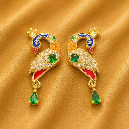 Colourful AD Mayur Kundal — Royal Peacock Shringar for Thakur Ji