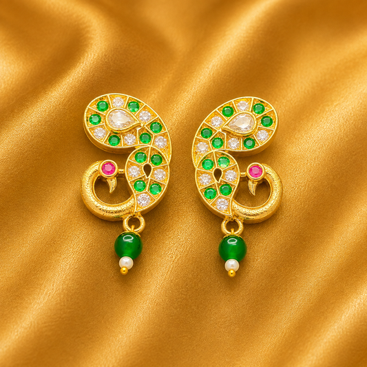 Mayurakrit Kundal for Thakur Ji — Elegant Peacock Design Shringar | 2 CM HEIGHT