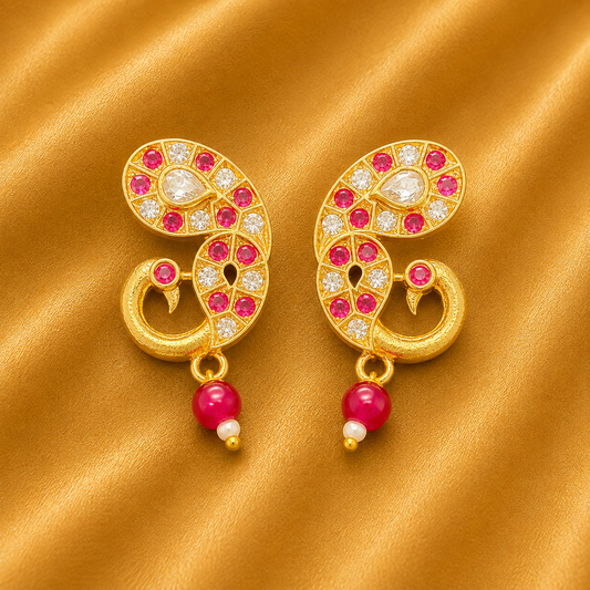 Mayurakrit Kundal for Thakur Ji — Elegant Peacock Design Shringar | 2 CM HEIGHT