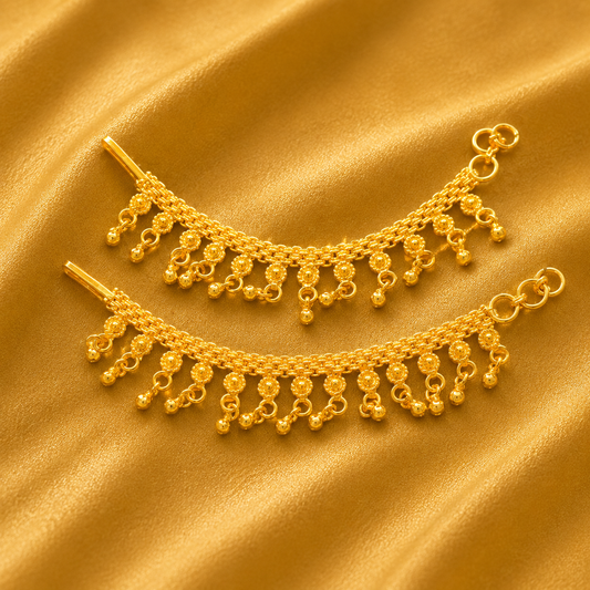 Premium Golden Payal — Royal Foot Shringar for Thakur Ji | 10 CM WIDTH