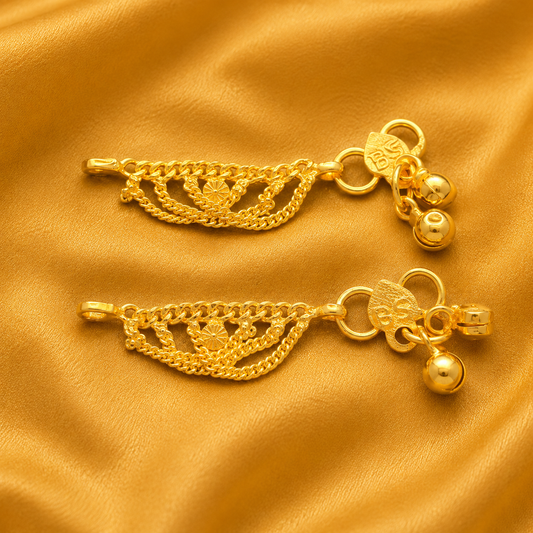 Golden Payal for Gopal Ji — Traditional Foot Shringar for Thakur Ji | 5 CM WIDTH