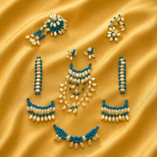 AD Moti Haar Set — Premium Pearl & Sparkling Shringar for Thakur Ji | 6 CM HEIGHT