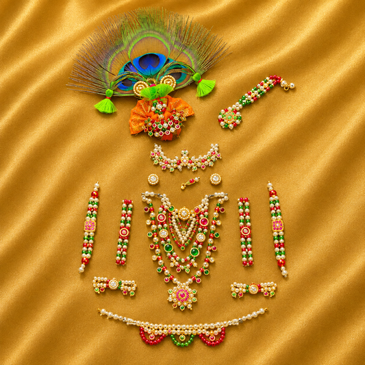 Royal Premium AD Shringar Set for Utsav — Complete Divine Adornment for Thakur Ji | 7 CM HEIGHT
