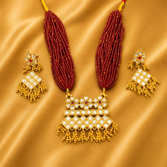 Premium Kundan AD with Kundan Earrings — Royal Shringar Set for Shriji | 4.5 CM HEIGHT