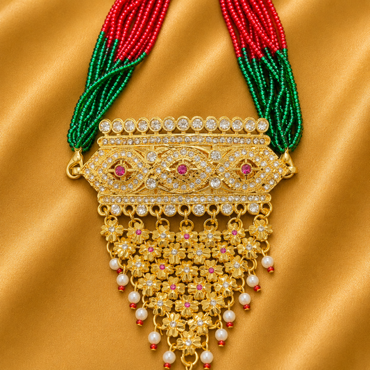 Royal Kundan AD Shringar with Kundan Earrings — Premium Shriji Jewellery Set | 8.5 CM HEIGHT