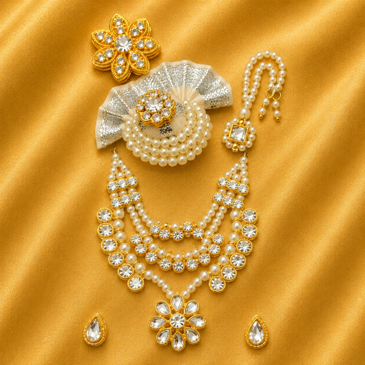 Jirken Shringar Set for Thakur Ji — Royal Sparkling Divine Adornment | 6 CM HEIGHT