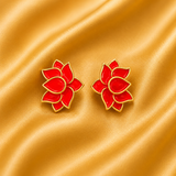 Meenakari Red Kamal Kundal – Traditional Lotus Shringar for Thakur Ji | 1.5 Cm