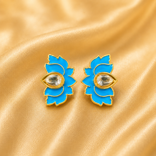 Premium Firoza Kamal Kundal – Elegant Lotus Shringar for Thakur Ji