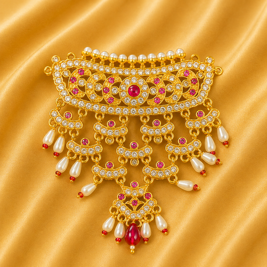 Royal Rajputi Aad – Exquisite Royal Necklace for Shreeji | Height - 7 CM | Width - 6 CM