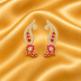 Premium AD Makarakrit Kundal – Royal Traditional Shringar for Thakur Ji | Height - 3 CM | Width - 0.5 CM