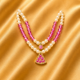 Moti Mala with AD Pendant — Elegant Pearl Necklace for Thakur Ji Shringar