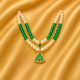 Moti Mala with AD Pendant — Elegant Pearl Necklace for Thakur Ji Shringar