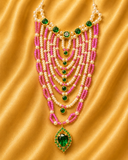 Semi Moti Long AD Haar — Premium Pearl & American Diamond Long Necklace for Thakur Ji Shringar | 10 CM Long