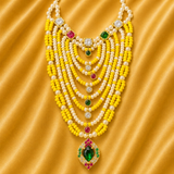 Semi Moti Long AD Haar — Premium Pearl & American Diamond Long Necklace for Thakur Ji Shringar | 10 CM Long