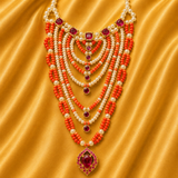Semi Moti Long AD Haar — Premium Pearl & American Diamond Long Necklace for Thakur Ji Shringar | 10 CM Long