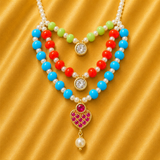 Colourful Moti AD Shringar Set — Premium Pearl & American Diamond Collection for Thakur Ji | 6.5 CM Long