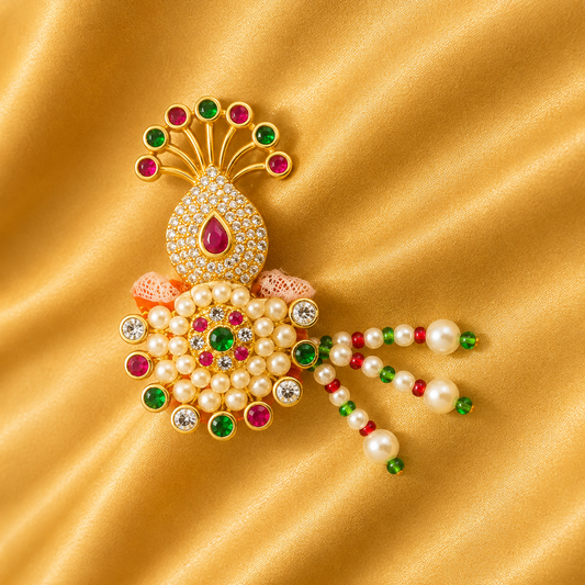 Mor Pankh Moti Paag – Elegant Pearl Mukut for Laddu Gopal