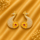 ✨ Mayurakrit AD Kundal — Premium Peacock Design Earrings for Thakur Ji Shringar | 2 CM HEIGHT