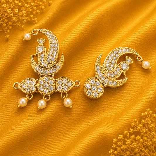 Premium Mayur AD Sirpech & Sheeshphool — Royal Peacock Head Shringar Set