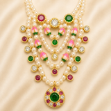 Premium AD Moti Mala — Elegant Pearl & American Diamond Mala for Thakur Ji | 5.5 CM