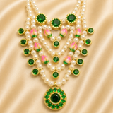 Premium AD Moti Mala — Elegant Pearl & American Diamond Mala for Thakur Ji | 5.5 CM