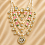 Premium AD Moti Mala — Elegant Pearl & American Diamond Mala for Thakur Ji | 5.5 CM