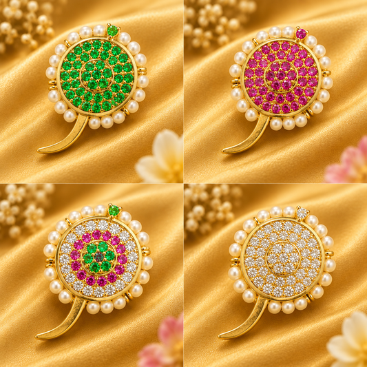 AD Round Chandrika — Premium American Diamond Chandrika for Thakur Ji | 2.5 CM