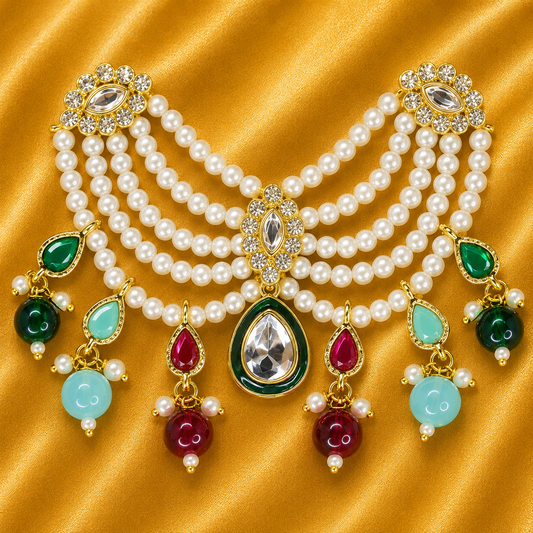 Rajtilak Kundan Haar Mala — Royal Shringar Mala for Thakur Ji | 3.5 CM HEIGHT | 7 CM WIDTH