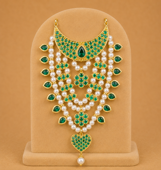 Ad Hasli With White pearls & kundan-style stones Mala For Thakur Ji 6 Cm